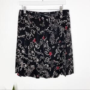 Worth | Vintage Silk French Novelty Print Pleated Skirt